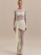 Lace See-Through Ruched Jumpsuit