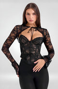 Sheer Lace Flare Sleeve Club Top