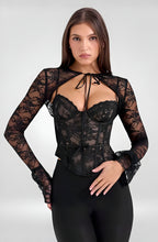 Sheer Lace Flare Sleeve Club Top