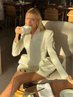 Structured Waist Blazer Mini Dress – White