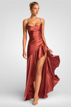 Strapless Asymmetrical Backless Midi Dress