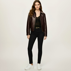 Burgundy Leather Jacket – Minimalist Zip-Up Outerwear
