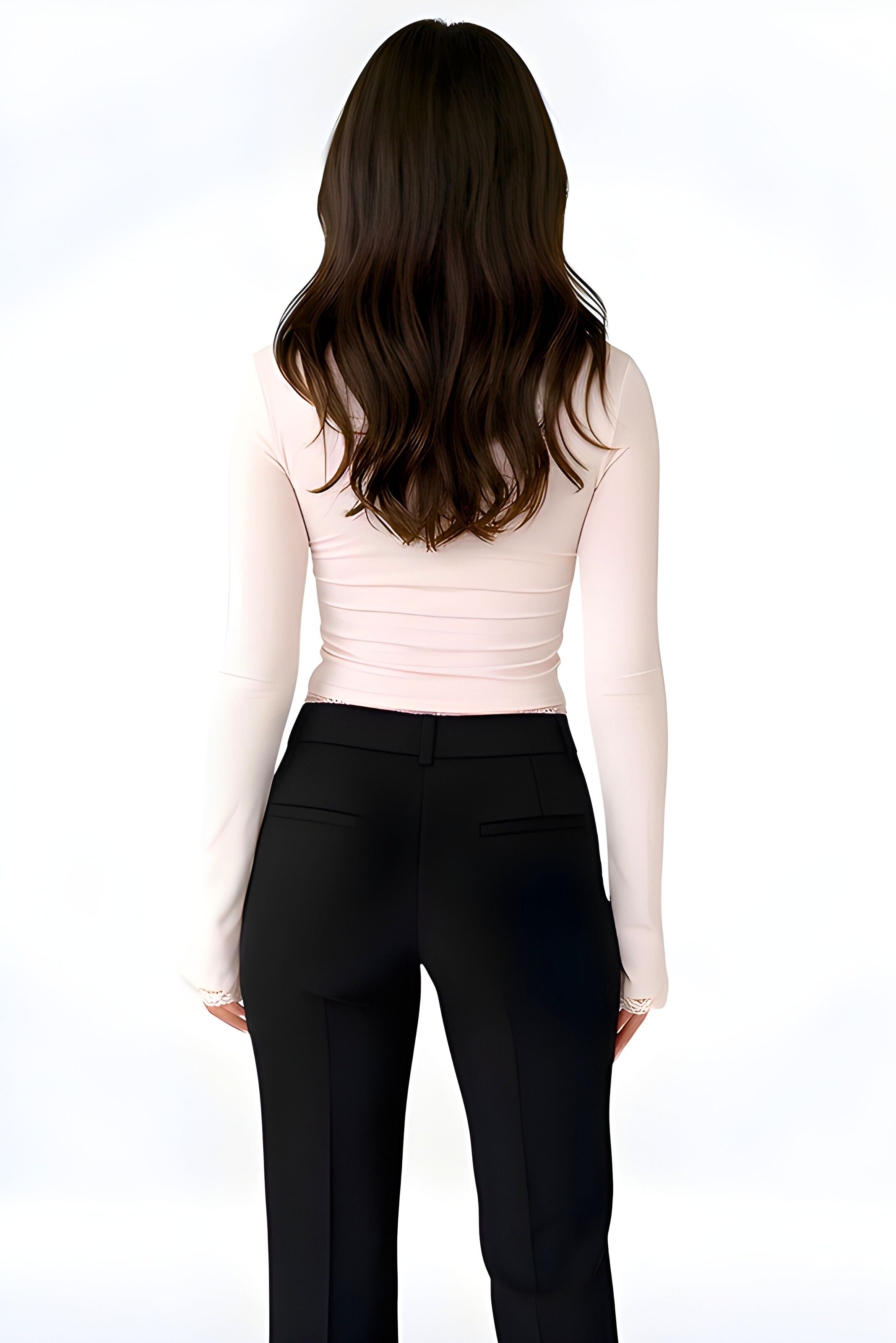 Úzký crop top s hranatým výstřihem a rozšířenými rukávy 