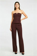 Top bustier sin tirantes: corte esculpido con escote en V