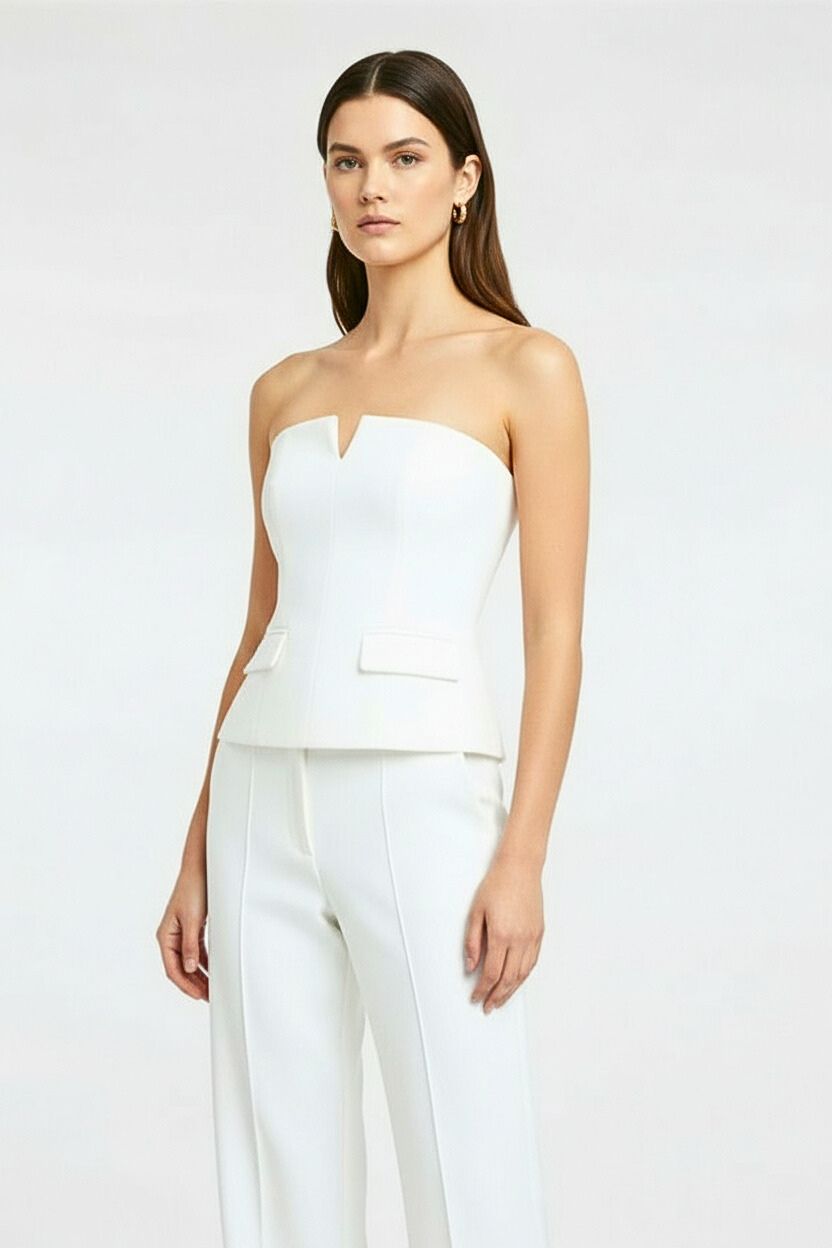 Strapless Bustier Top – Sculpted Fit with V-Cut Neckline