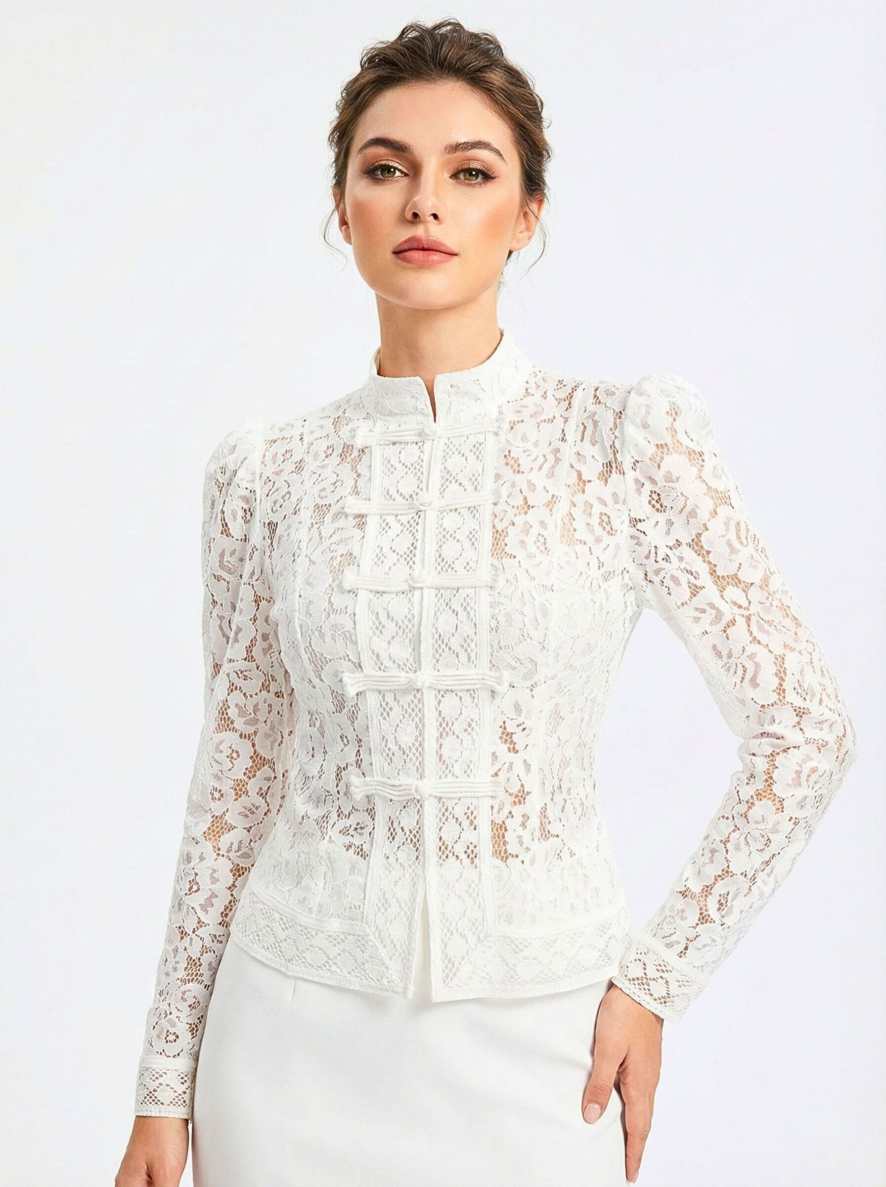 Vintage See-Through Lace Blouse