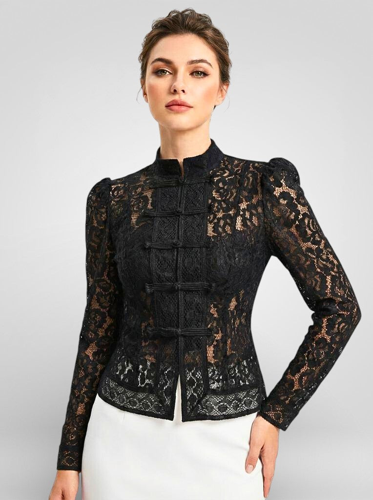 Vintage See-Through Lace Blouse