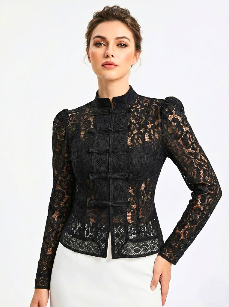 Vintage See-Through Lace Blouse