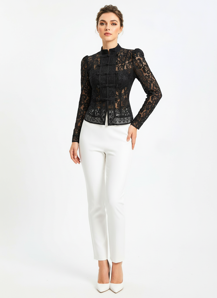 Vintage-Bluse aus durchsichtiger Spitze 