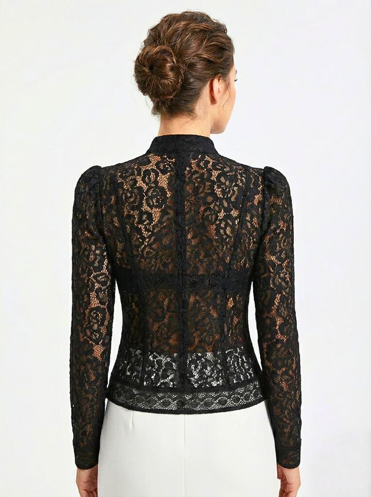 Vintage-Bluse aus durchsichtiger Spitze 