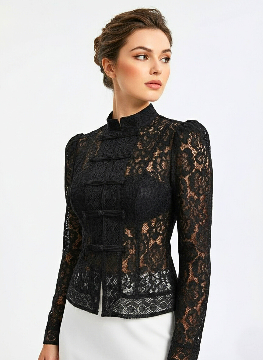 Vintage-Bluse aus durchsichtiger Spitze 