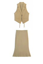 Women’s Back Lace Vest & Slim Midi Skirt Set – High Street Summer Outfit