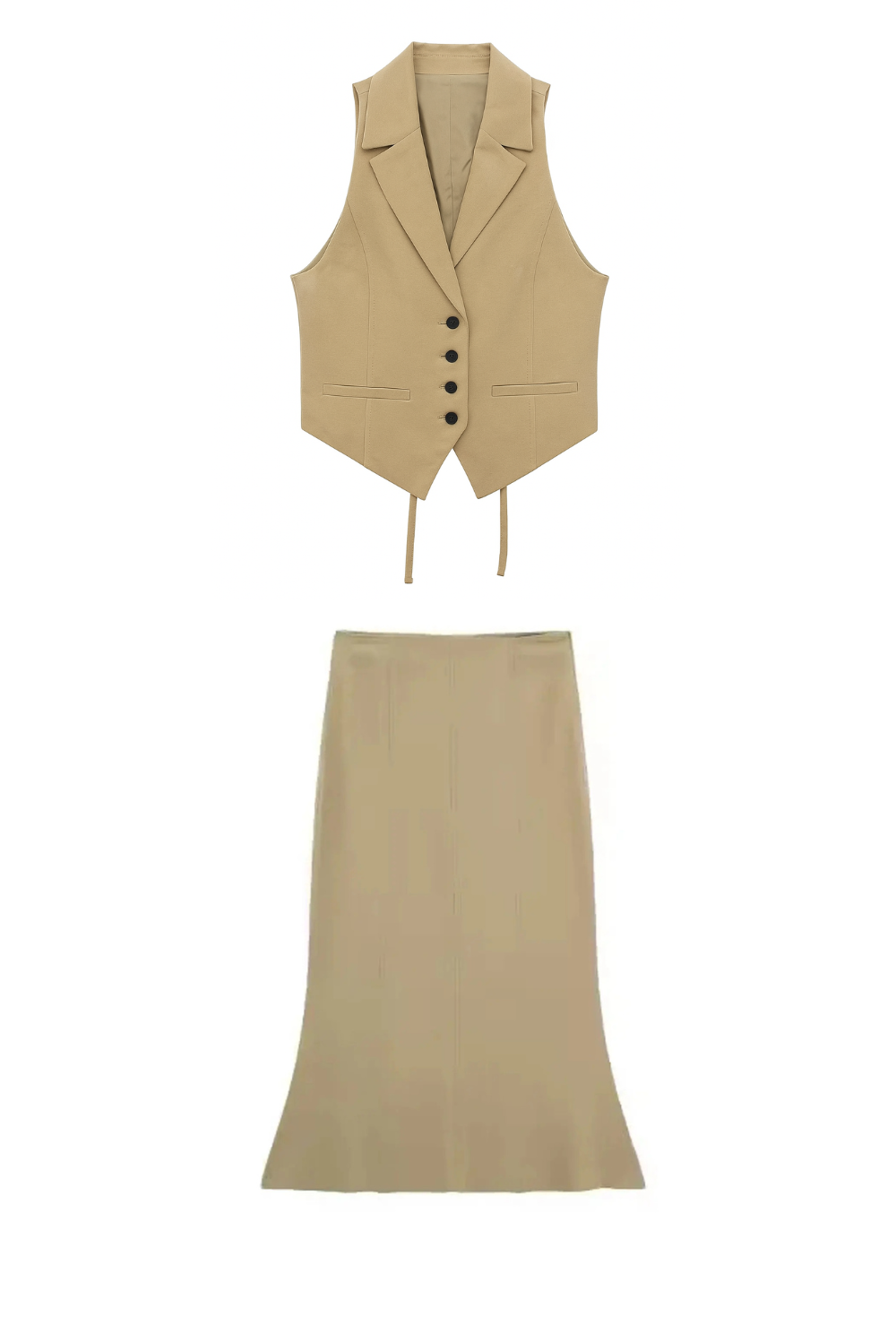 Women’s Back Lace Vest & Slim Midi Skirt Set – High Street Summer Outfit