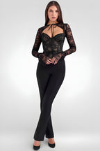 Sheer Lace Flare Sleeve Club Top