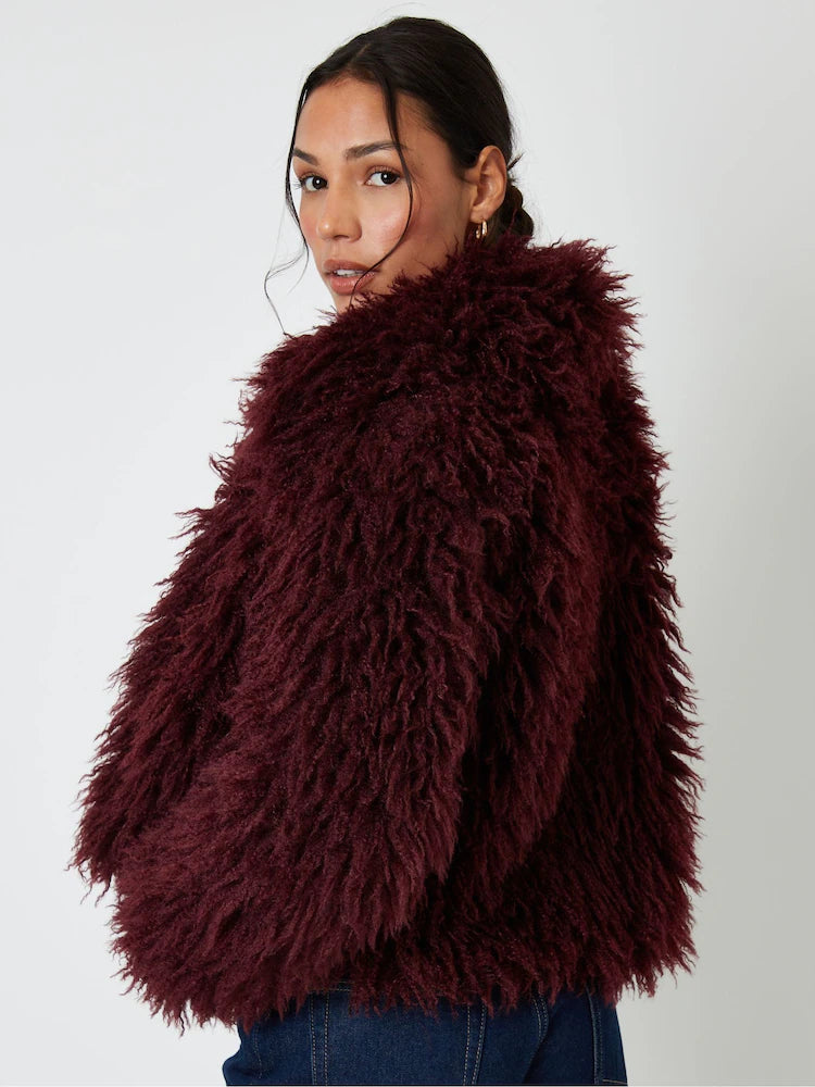 Red Fur Leather Winter Coat