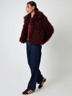 Red Fur Leather Winter Coat