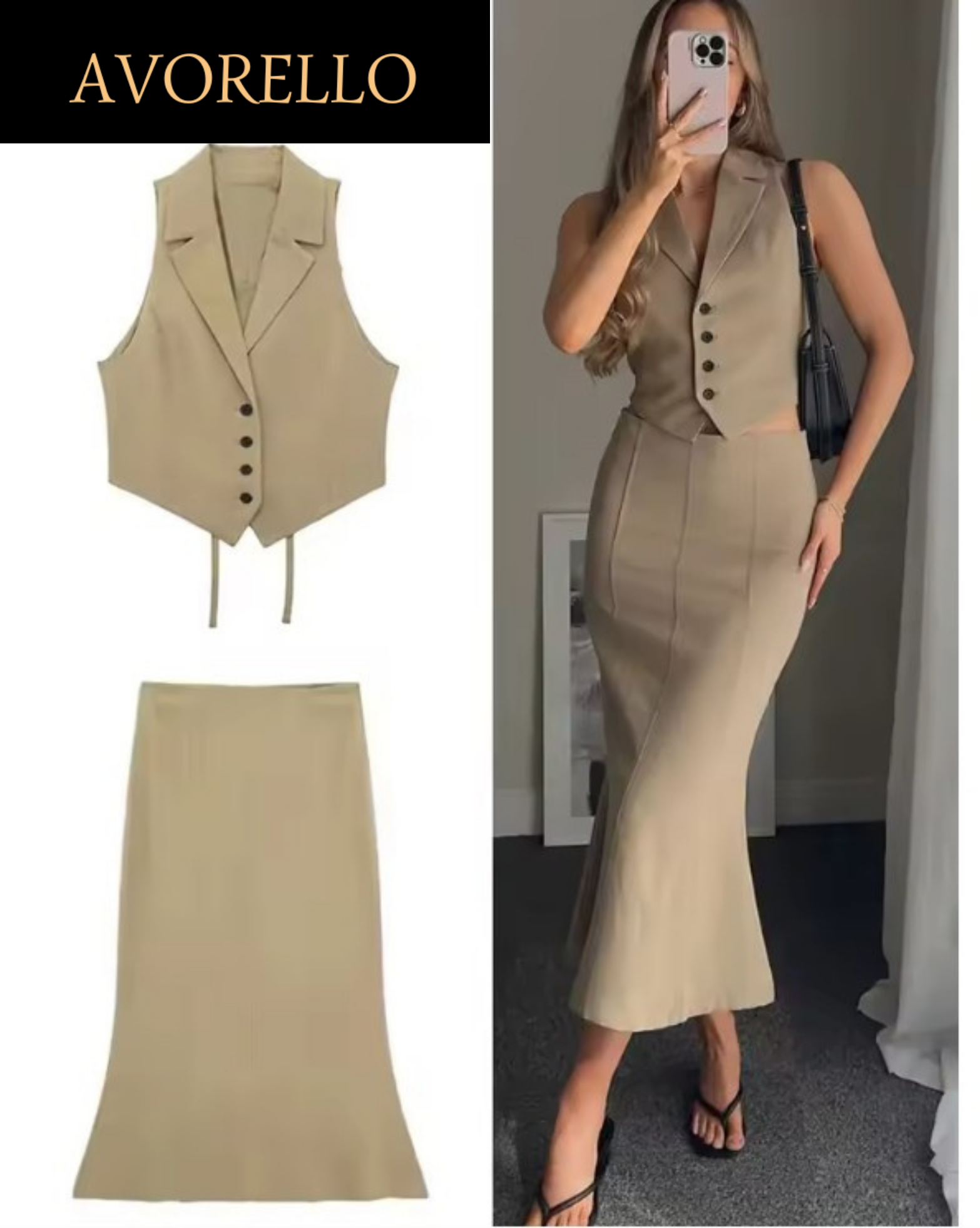 Women’s Back Lace Vest & Slim Midi Skirt Set – High Street Summer Outfit