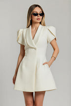 Elegant V-Neck Pleated Mini Dress