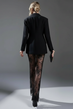 Double-Breasted Blazer & Sheer Skirt Set