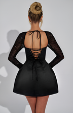 Backless Lace Sleeve Mini Dress