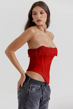 Korzetový top Aubrie Pearl Fringe s kosticemi