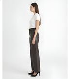 Wide-Leg Leather Pants -Brown