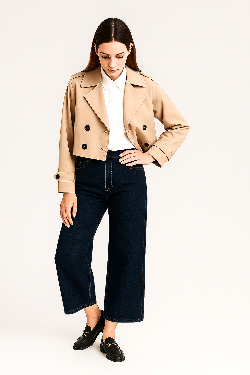 Women’s Cropped Trench Coat – Vintage-Inspired Short Jacket