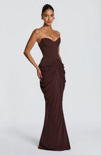 Chiara Maxi Dress - Plum Brown