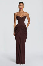 Chiara Maxi Dress - Plum Brown