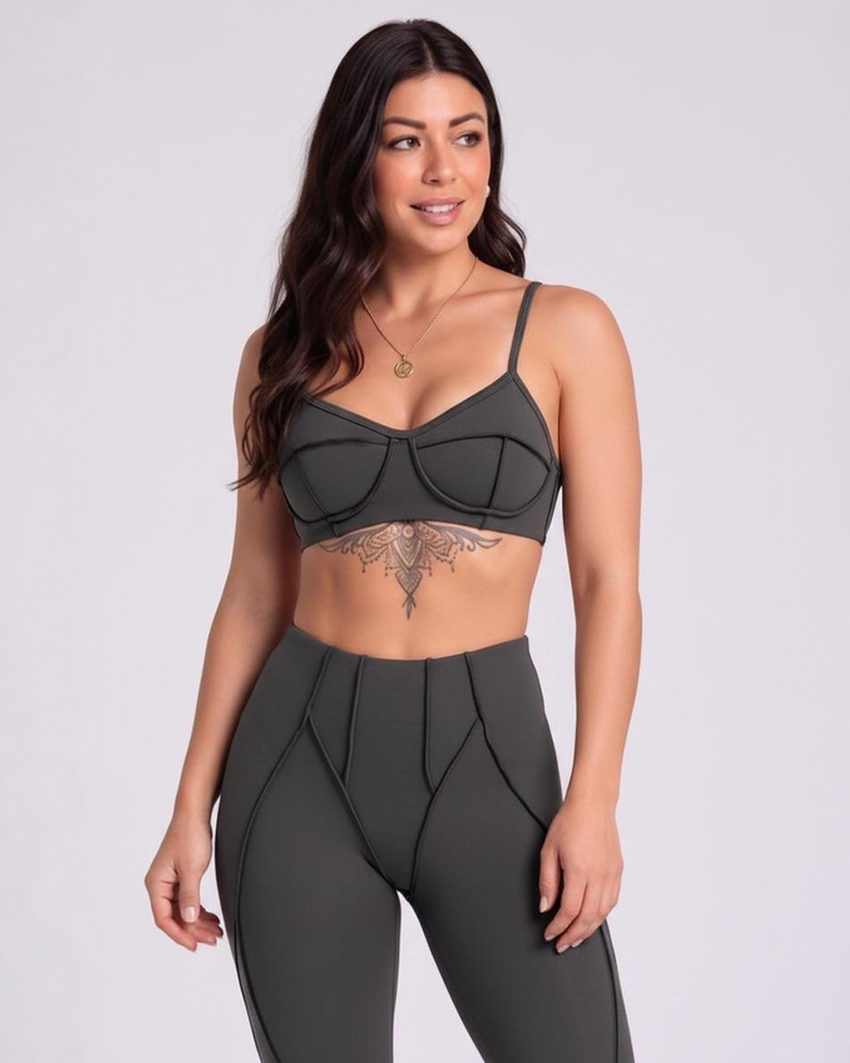 Dvoudílný bezešvý set - šedý