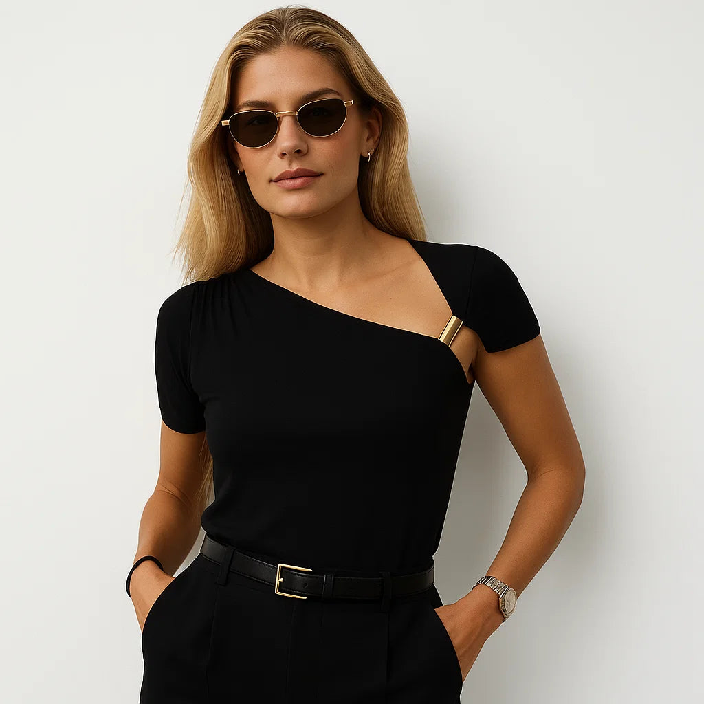 Elegante top fruncido de un solo hombro: ligero y elegante