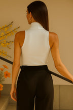Asymmetric Ring Neck Top – One Shoulder Draped Design