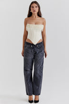 Korzetový top Aubrie Pearl Fringe s kosticemi
