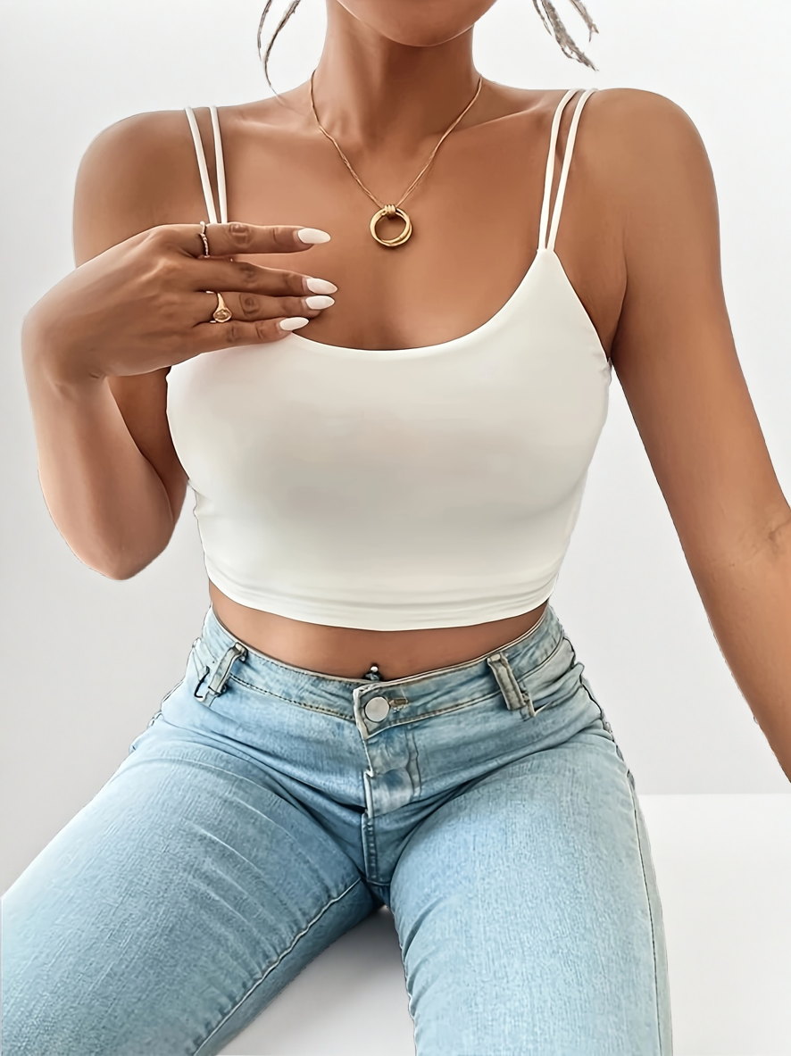 Black Minimalist Cami Top – Double-Strap Summer Basic