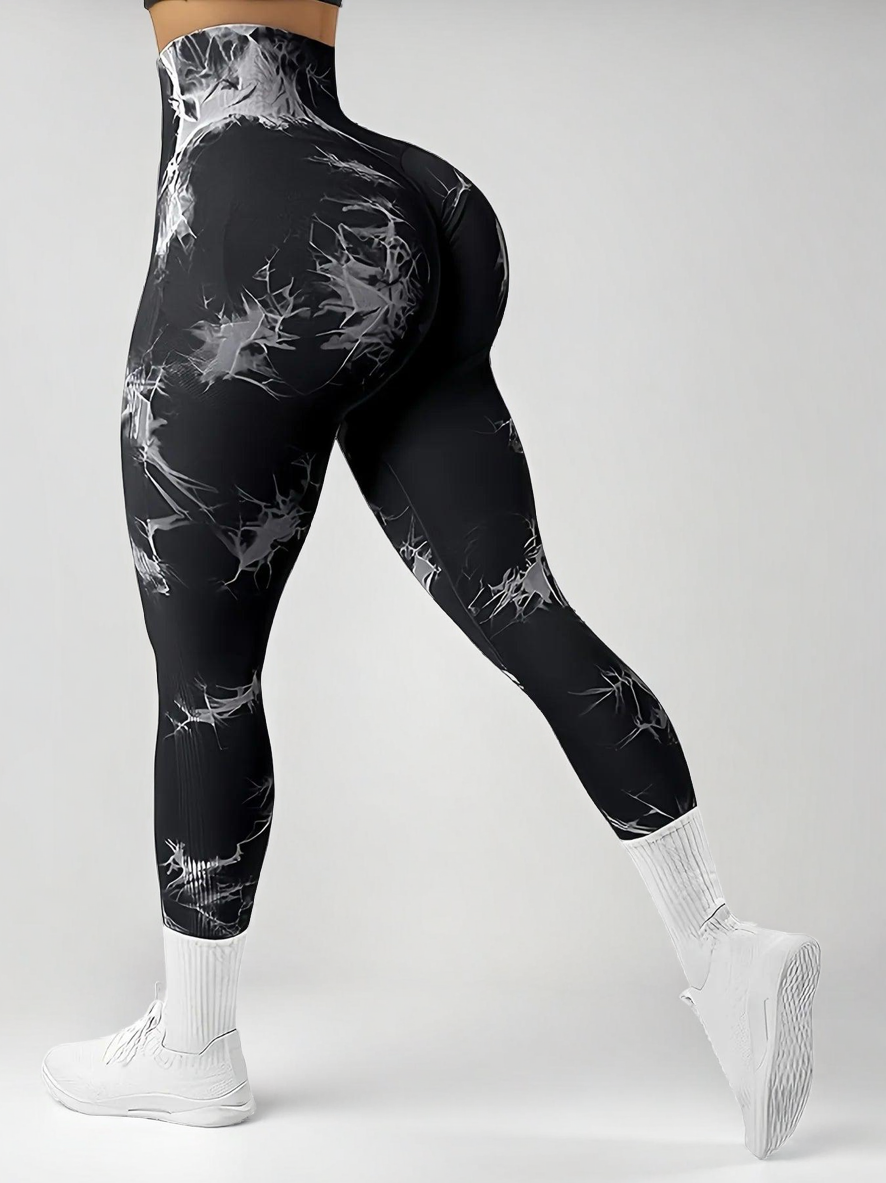 Leggings tie-dye con control de abdomen: ajuste sin costuras para entrenar