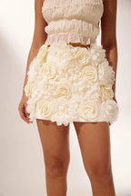 Dámská meruňková áčková minisukně s motivem Y2K z 90. let – letní 3D květinová sukně v korejském stylu Harajuku