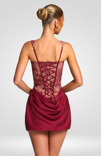 Cornelia Minikleid - burgunderrote Spitze