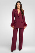 Women’s Blazer and Pants Set – Elegant Lapel Button Coat & Wide-Leg Trousers Outfit