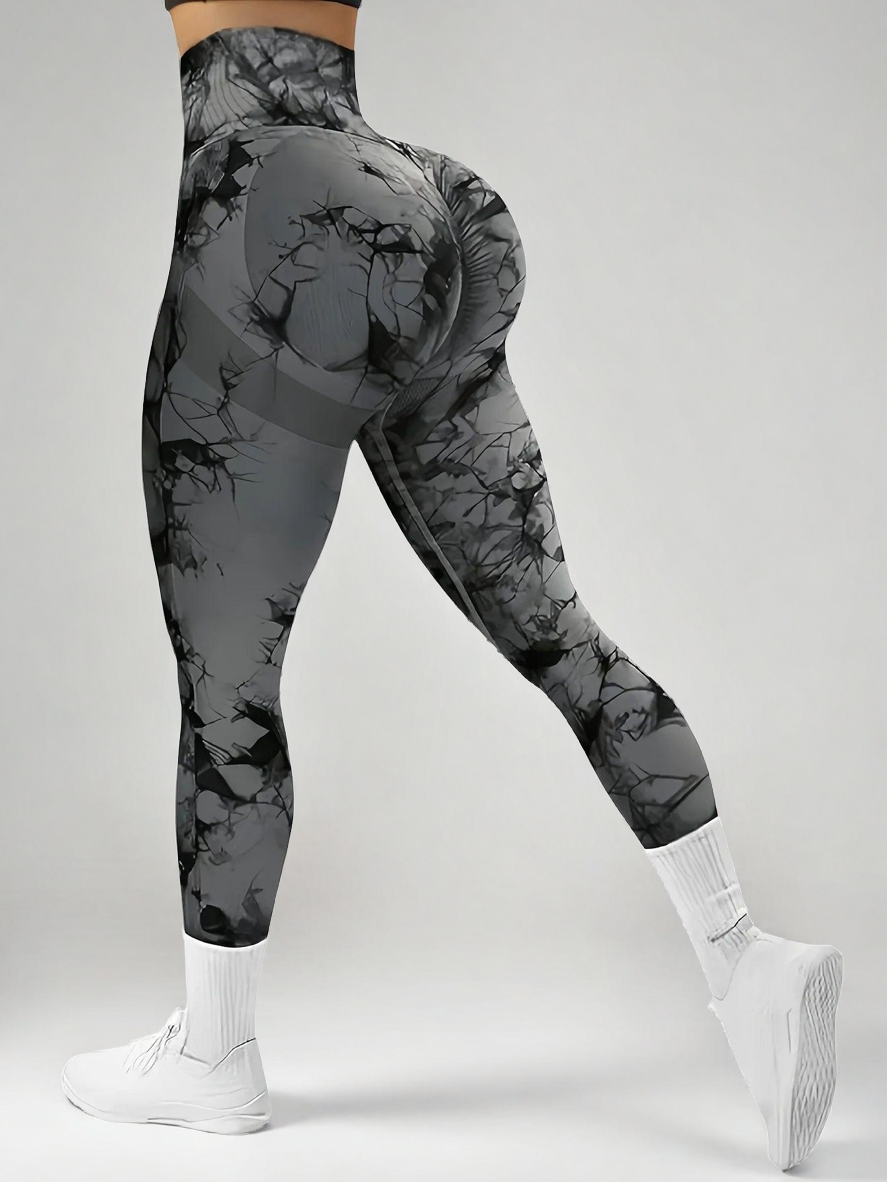 Leggings tie-dye con control de abdomen: ajuste sin costuras para entrenar