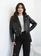 Light Faux Leather Biker Jacket