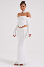 Deema Two Piece Set Top & Maxi Skirt - White