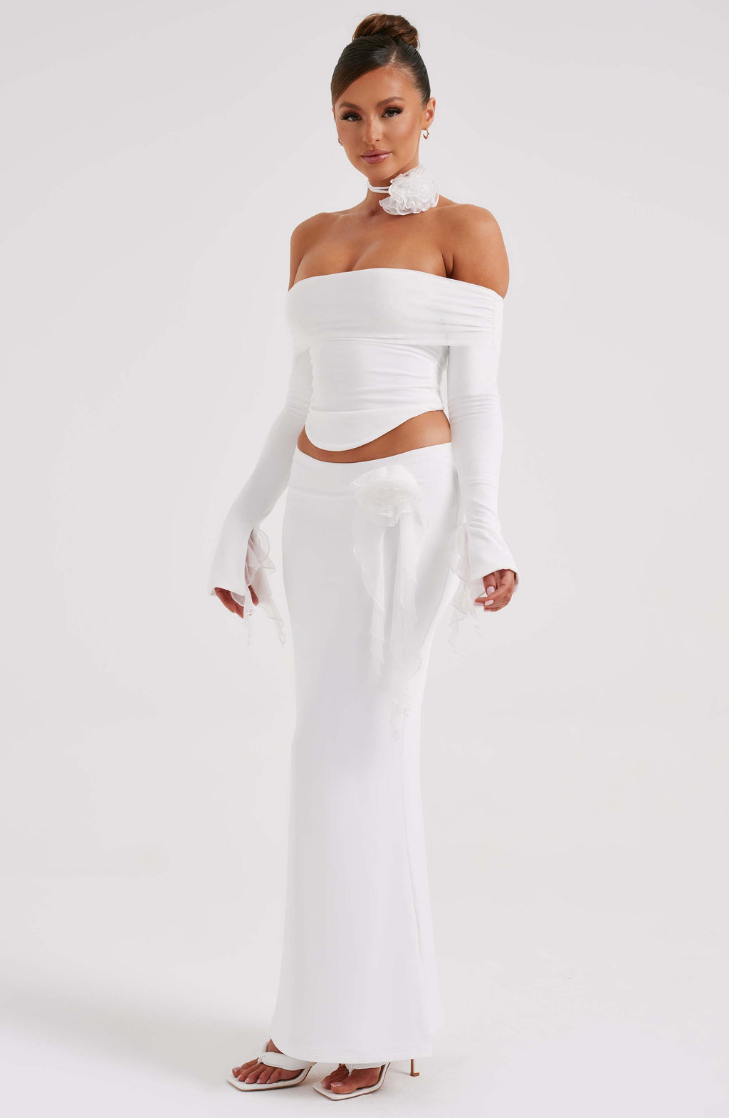 Deema Two Piece Set Top & Maxi Skirt - White