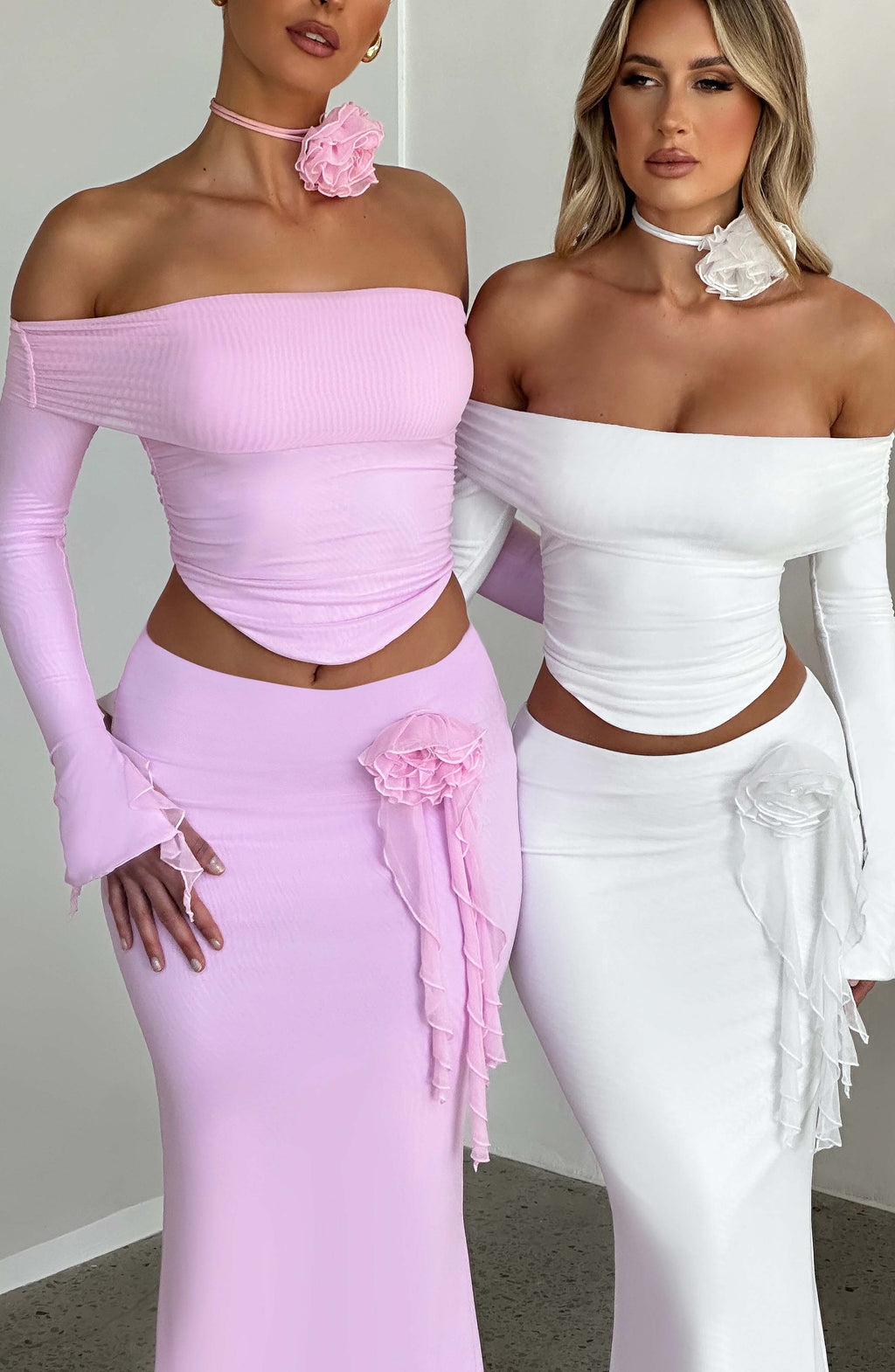 Deema Two Piece Set Top & Maxi Skirt - White
