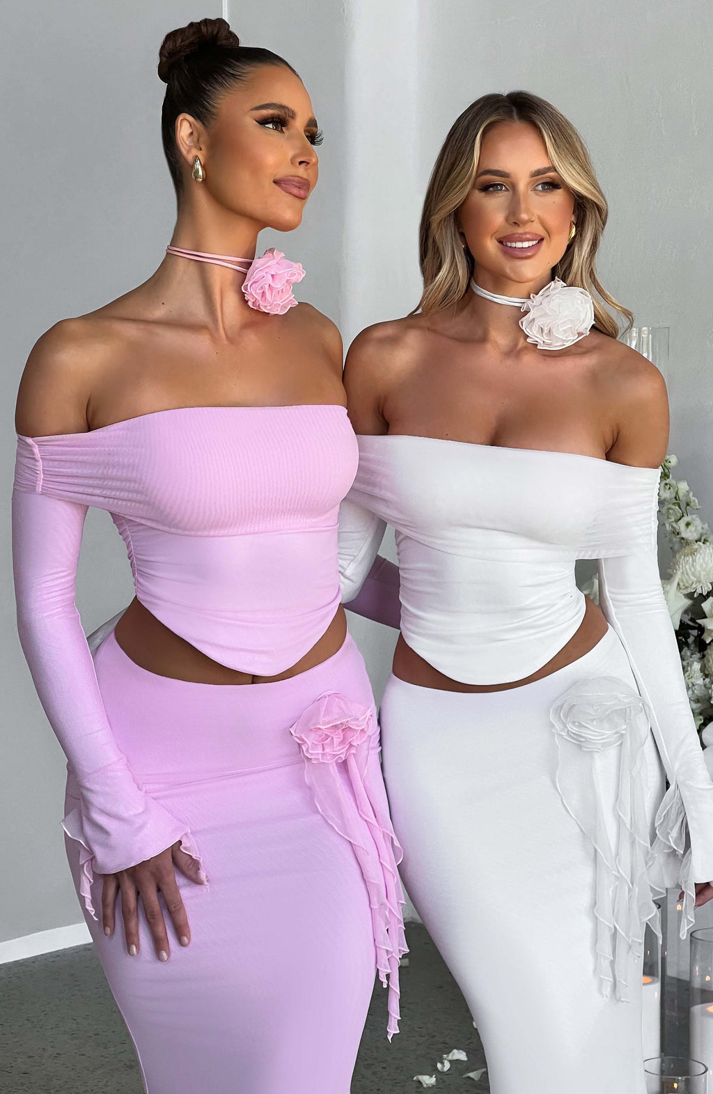 Deema Two Piece Set Top & Maxi Skirt - White