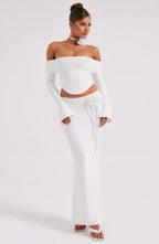 Deema Two Piece Set Top & Maxi Skirt - White
