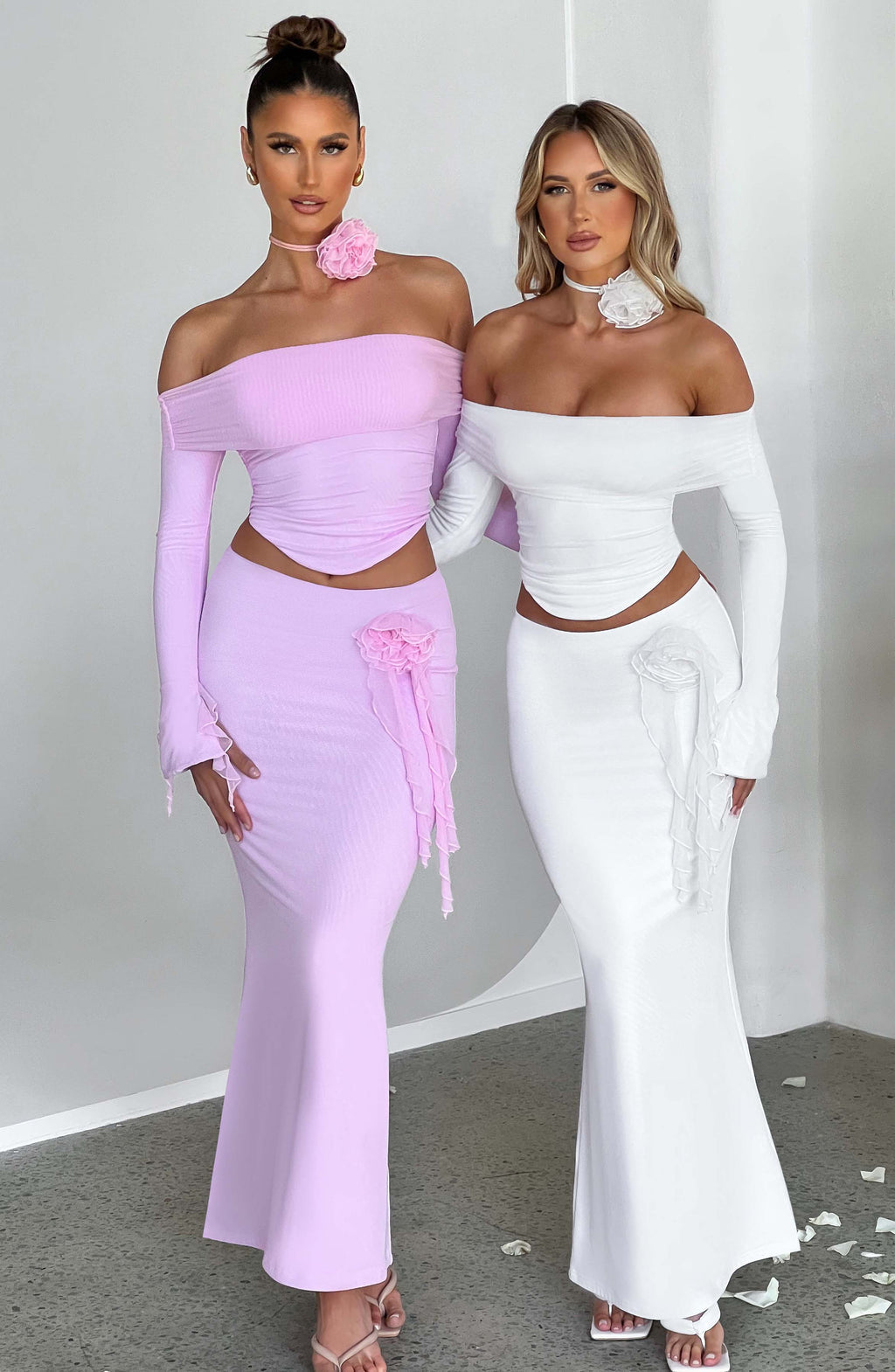 Deema Two Piece Set Top & Maxi Skirt - White