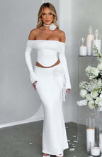 Deema Two Piece Set Top & Maxi Skirt - White