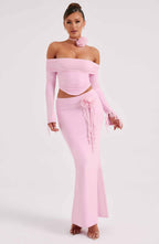 Deema Two Piece Set Top & Maxi Skirt - Pink