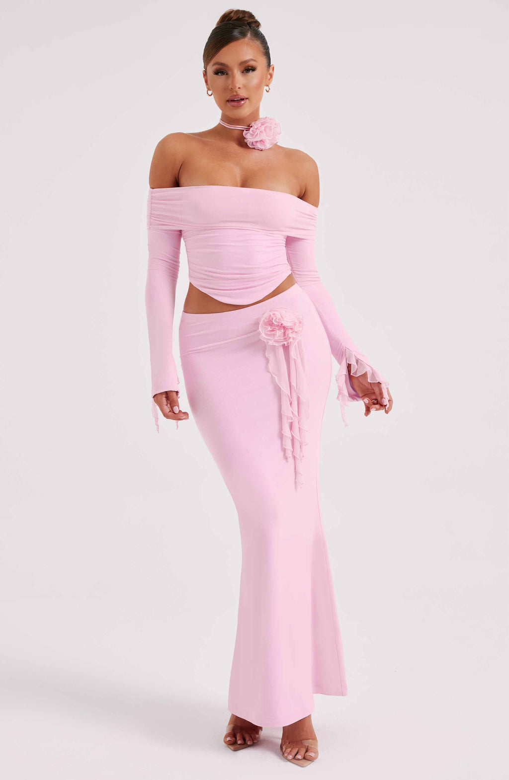 Deema Two Piece Set Top & Maxi Skirt - Pink