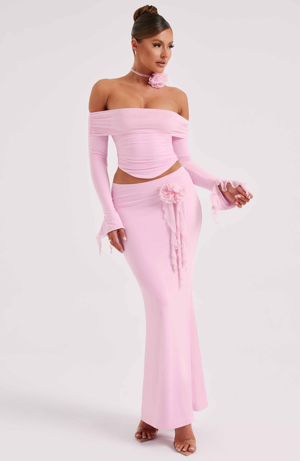 Deema Two Piece Set Top & Maxi Skirt - Pink